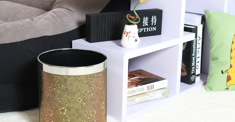 復(fù)古花紋雙層阻燃垃圾桶，款式新穎，優(yōu)雅高貴